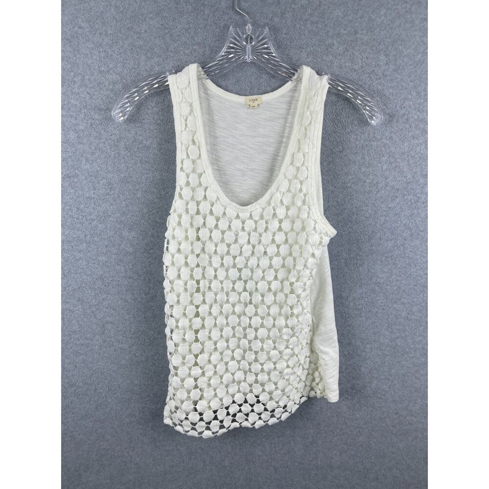 J Crew Top Women's S White Tank Top Lace Dots Sleeveless Shirt Career Summer